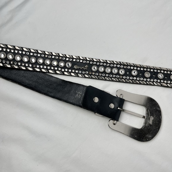 Kippy's Vintage Custom 1.5" Bezel Swarovski Crystals Leather Belt Silver Size 32 - Picture 10 of 10
